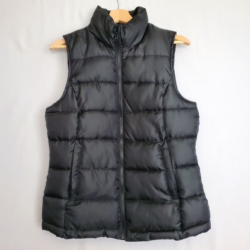 Indigo Saints Women M Puffer Vest Quilted Black Kangaroo Pockets Ourdoor Layers